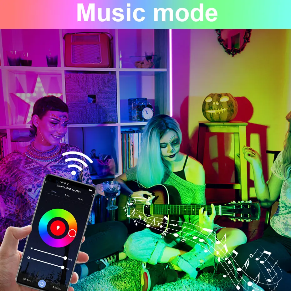 투야 스마트 와이파이 RGB 네온 LED 스트립, 블루투스 원격 제어, 방수 RGB LED 테이프 5050, SMD 72LED/M, 220V, 1M, 5M, 10M, 15M, 100M