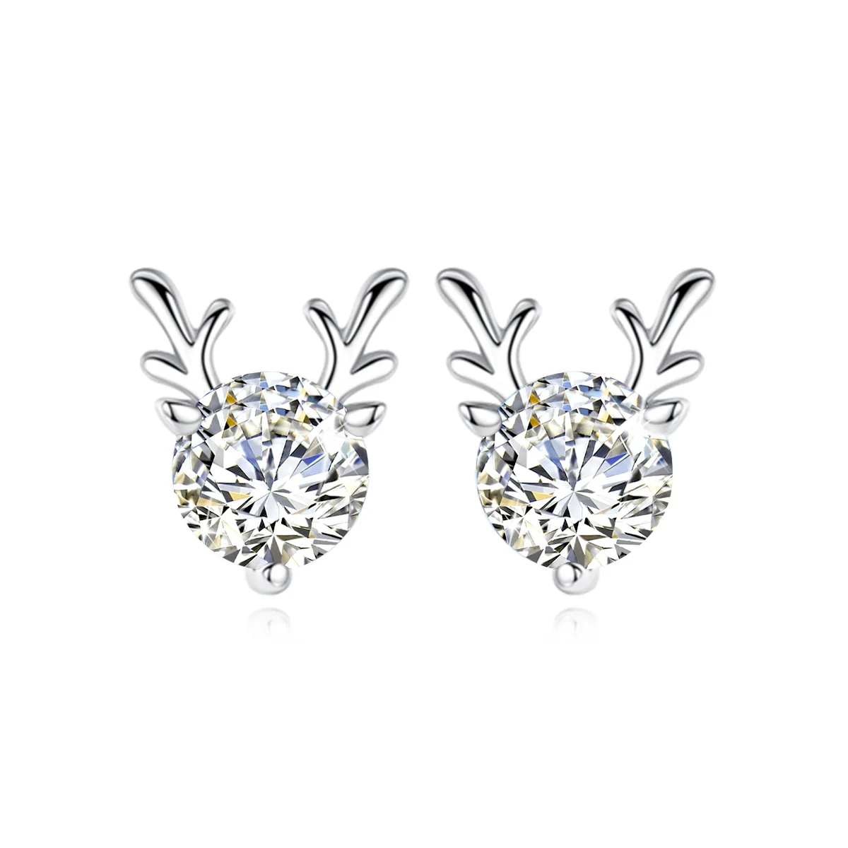 

Antler 0.5ct/1ct Moissanite Stud Earrings for Women Real 925 Sterling Silver Shining Diamond Christmas Gift Trendy Fine Jewelry