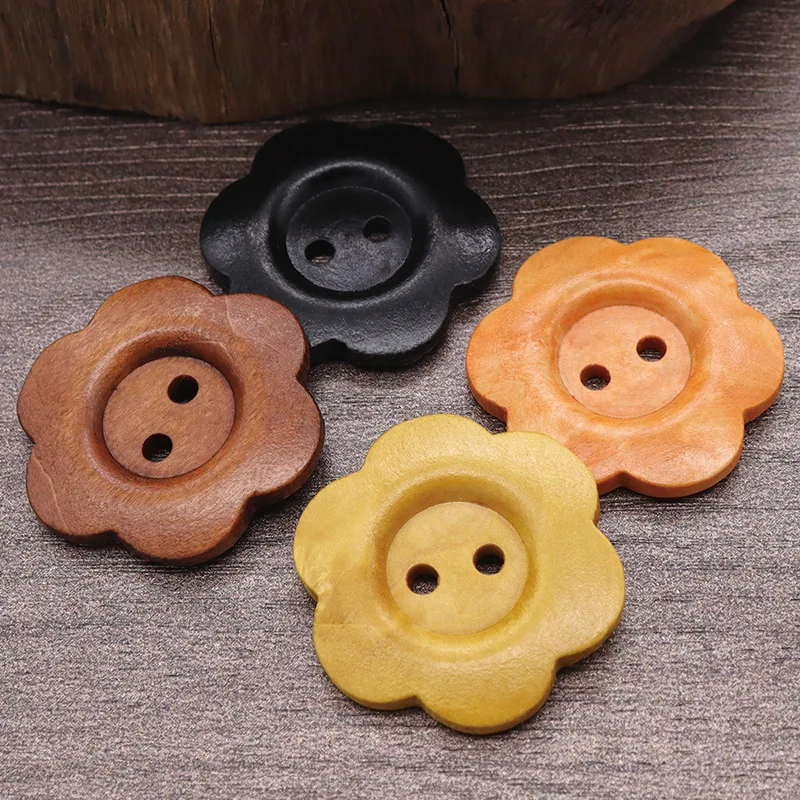 50Pcs DIY 나무 단추 바느질 액세서리 수제 나무 공예 의류 스웨터 장식 2 구멍 나무 빈티지 단추