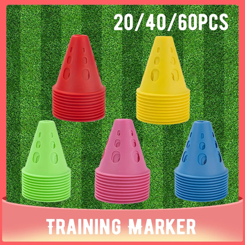 20/40/60 PCS Colorful Windproof Skate Marker Cones Roller Football Marking Cup Soccer Training Equipment