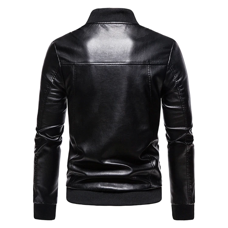 PU Jacket Men's Motorcycle Stand Collar Slim Casual Men's Double Pocket Zipper Cardigan Men's Clothing  blouson cuir homme
