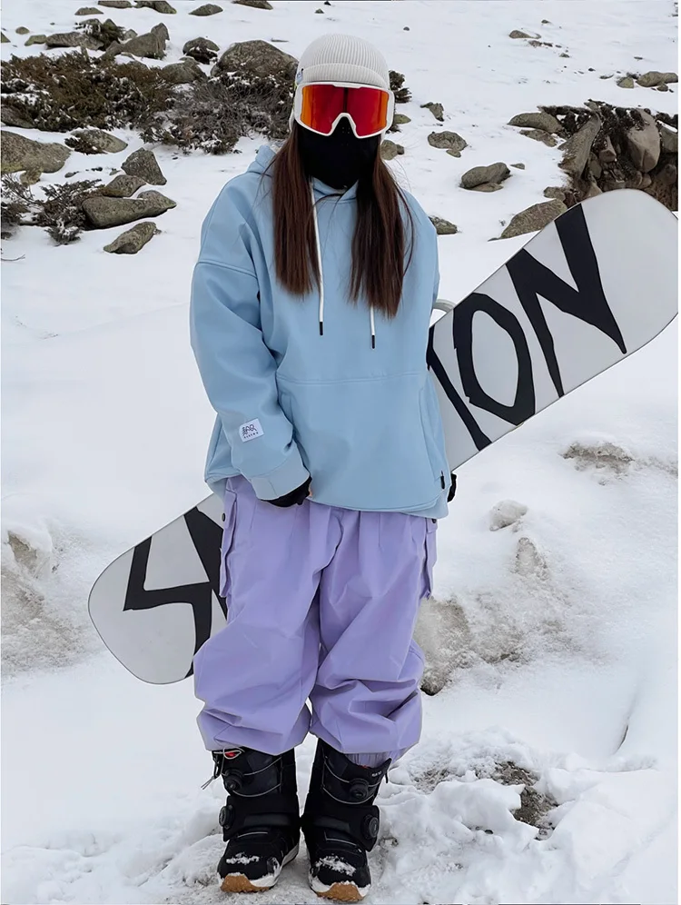 New Women Outdoor Windproof Waterproof Warm Violet Color Snow Trousers Oversize Ski Pants Winter Ski Snowboard Pants Cargo Pants 5