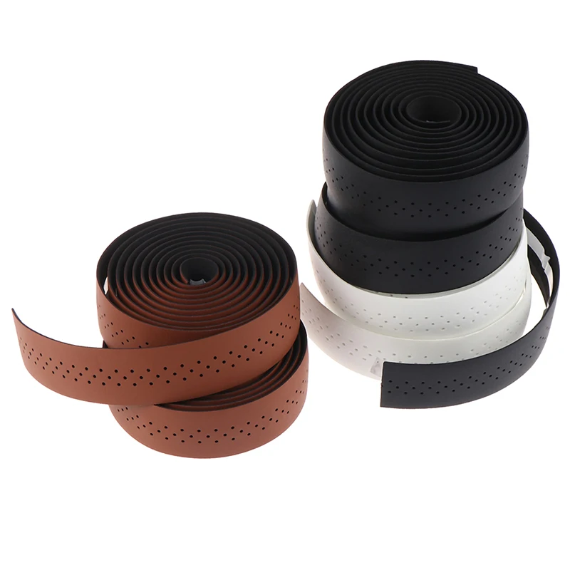 Bicycle Handlebar Tape Road Bike PU Leather Perforated Belt Breathable Soft Bike Handlebar Tape Bicycle Handlebar Strap