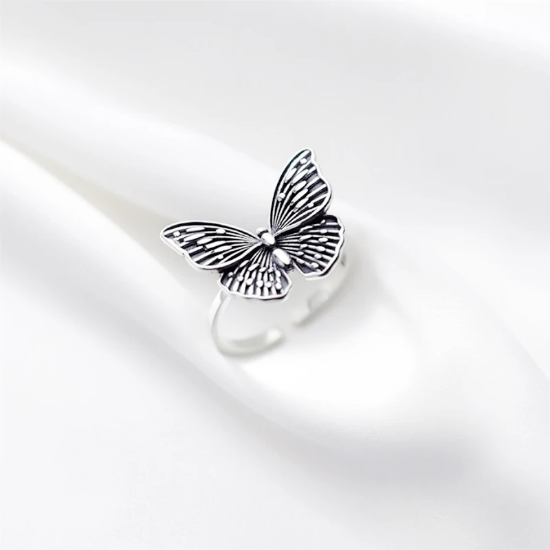 WYEAIIR 925 Sterling Silver Retro Hollow Butterfly Creativity Literature Resizable Opening Ring For Women Luxury Jewelry 3
