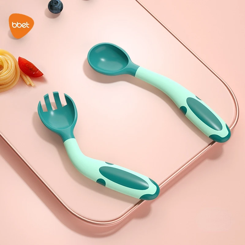 BBET-Baby-Utensils-Spoon-Fork-Set-Cutlery-For-Children-Silicone ...