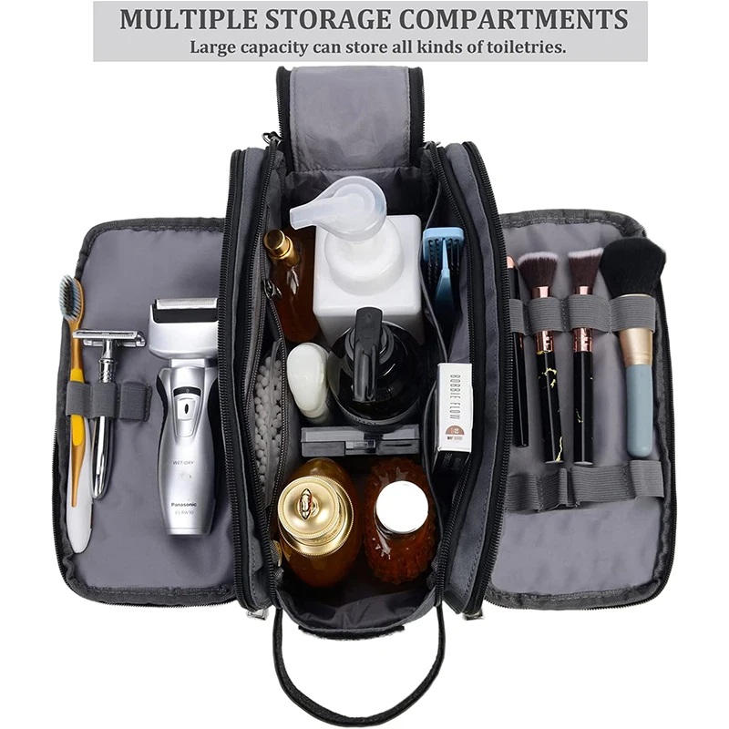 New Mens Travel Toiletry Wash Bag Big Capacity Oxford Cloth Cosmetic Makeup Organizer Shaving Dopp Kits with Double Compartments 4
