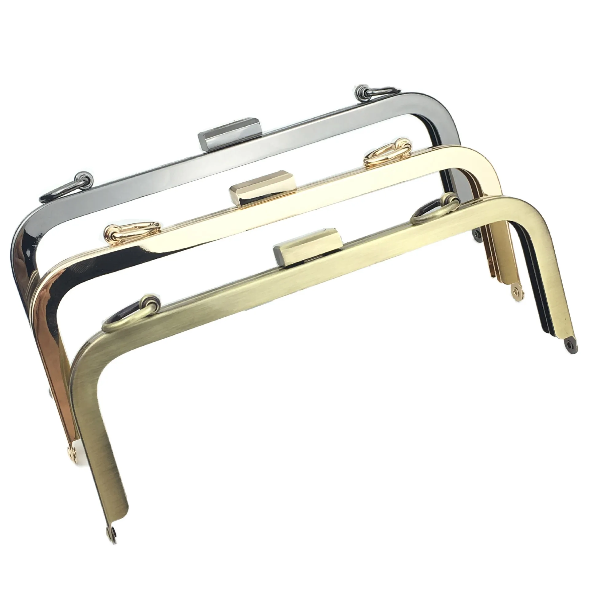 10pcs 20.5cm Metal Purse Frame Handle Clutch Bag Accessory DIY Antuqe Bronze Black Light Golden Handbag Kiss Clasp Lock Hardware