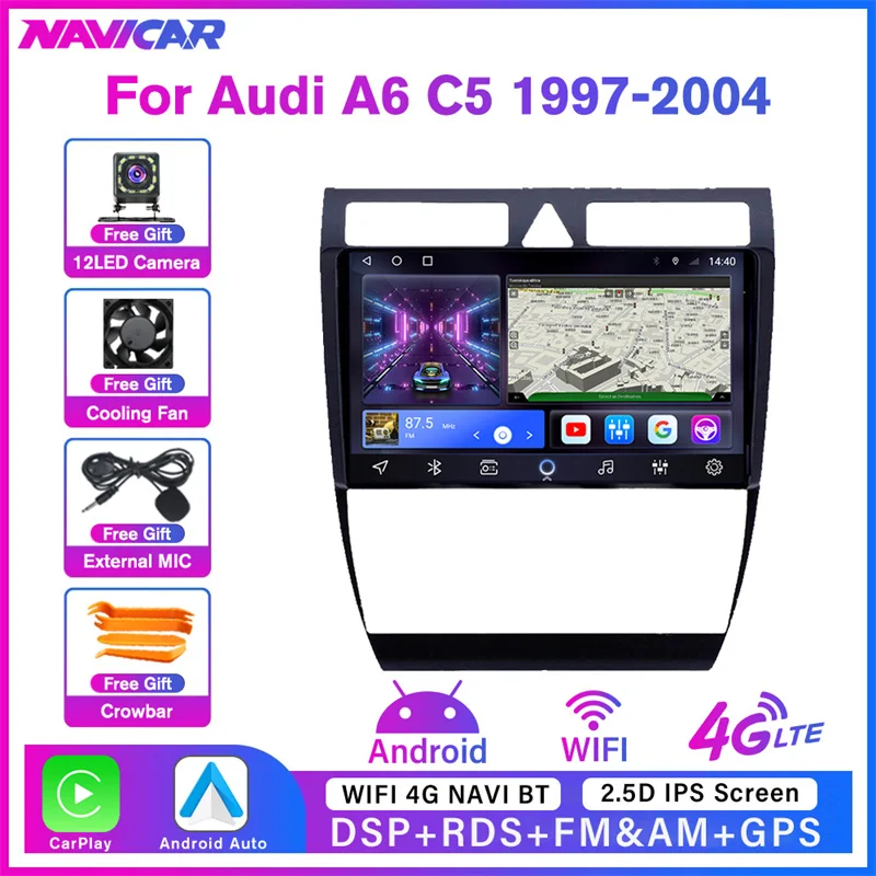 

2Din Android10 Car Radio For Audi A6 C5 1997-2004 GPS Navigation Auto Radio Car Multimedia Player Stereo Receiver Car Video IGO