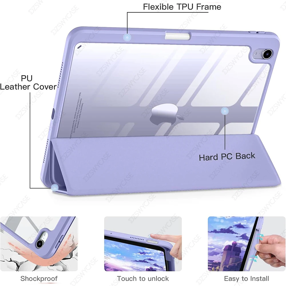Enhanced Universal Tablet Protective Clear PC Case with Wake Feature