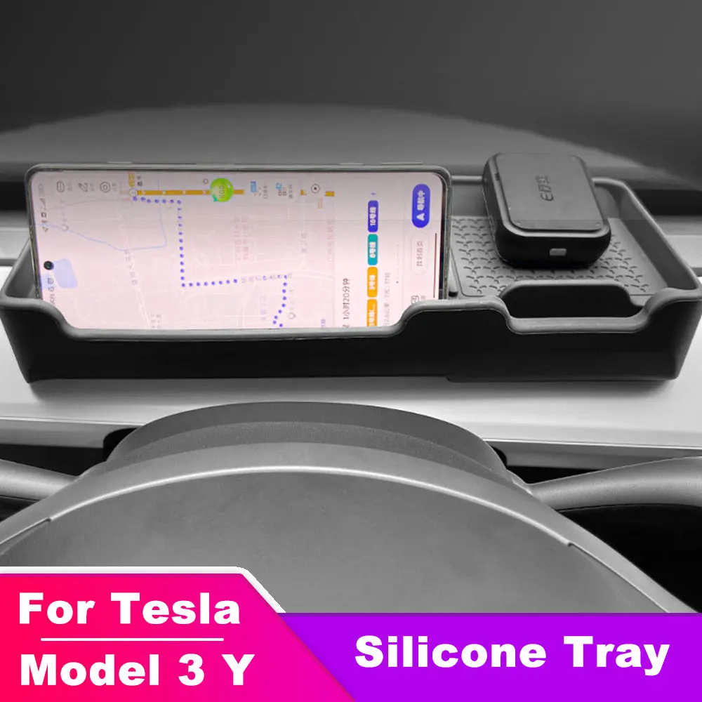 

For Tesla Model 3 Model YMagnetic Hidden Tray Dashboard Storage Box Silicone Tissue Glasses Key Storage Case Auto Storage Panel