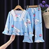Miniso Kuromi Cinnamoroll Autumn Children's Pajamas Set Anime My Melody Long Sleeved Sleepwear Set Little Girl Home Clothing 4