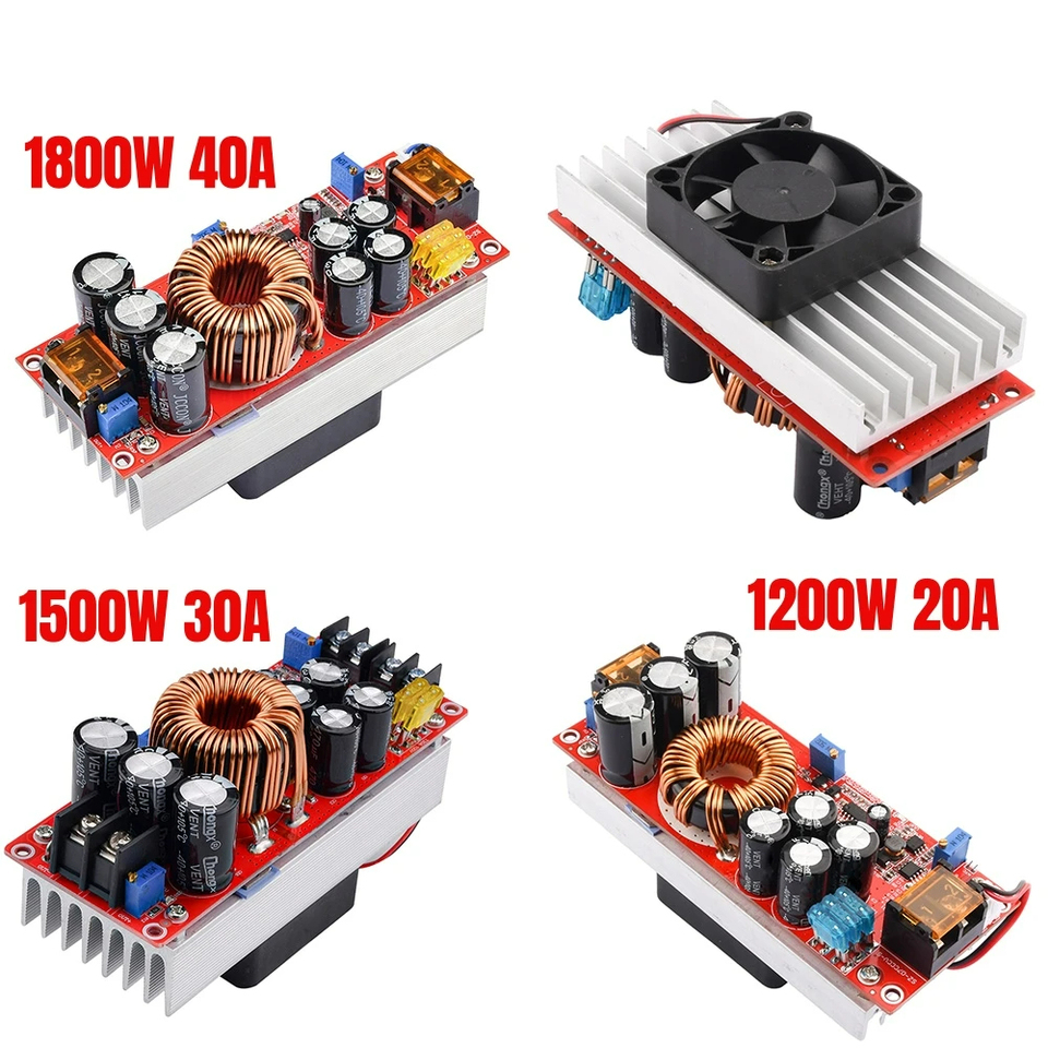 1800W 40A 1500W 30A 1200W 20A DC-DC Boost Converter Step Up Power Supply Module DC 10-60V to 12-90V Adjustable Voltage Charger