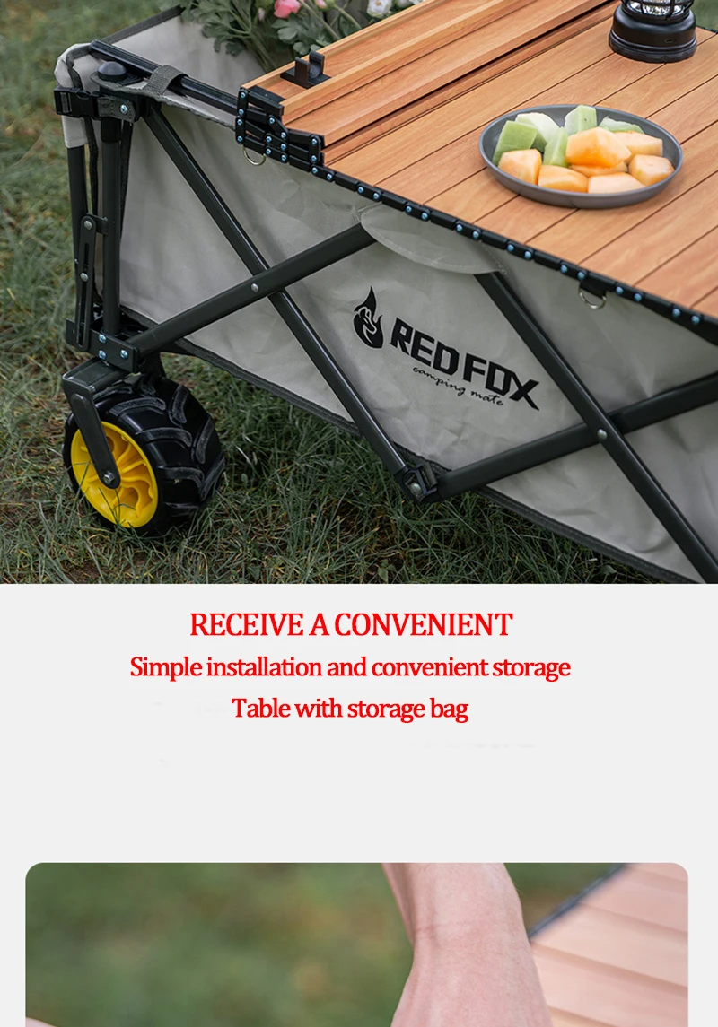 Camping Pull Cart Folding Camping Small Trailer Camp Trolley Shopping Cart Light Folding Simple Pull Rod Cart