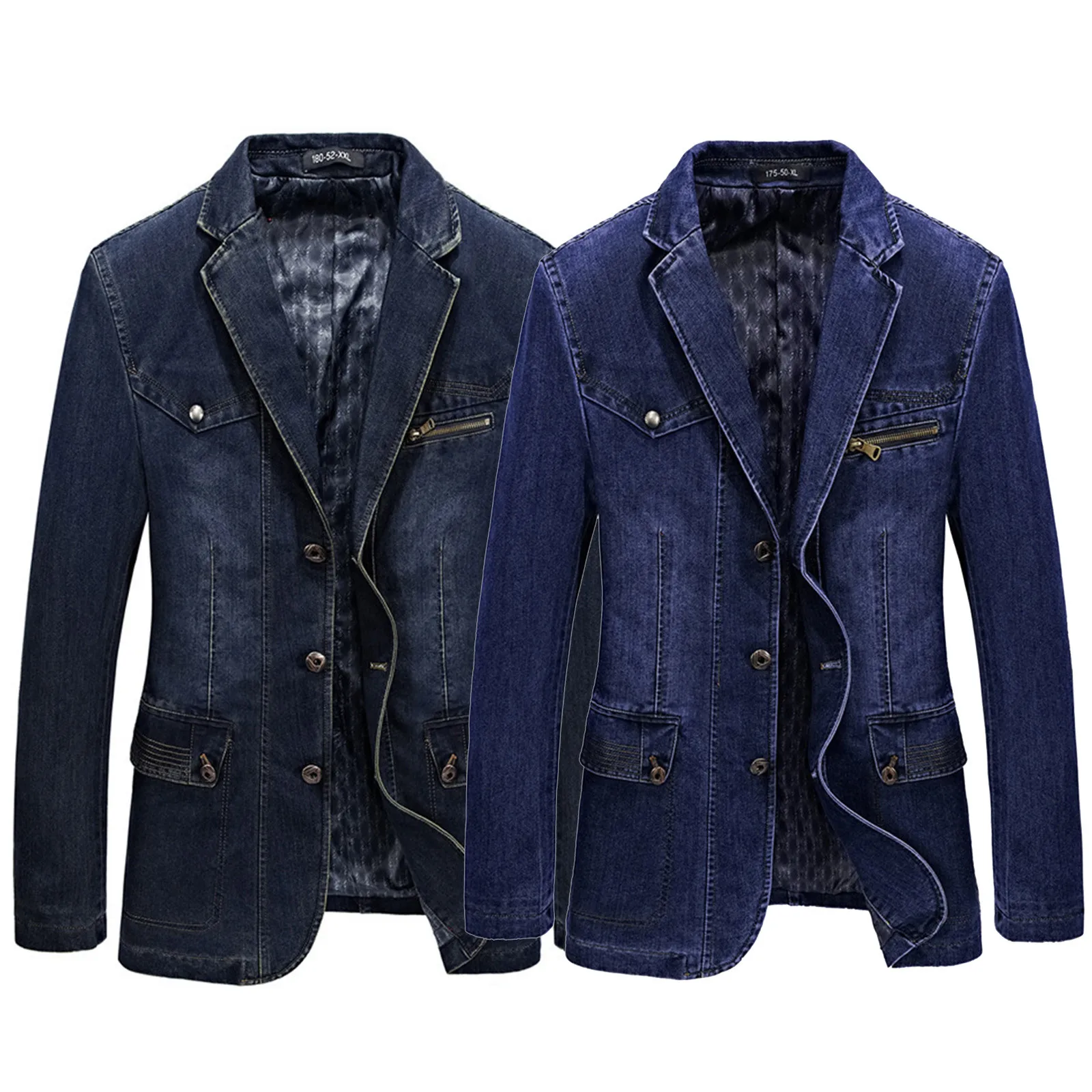 New Mens Denim Blazer Male Suit Jacket Oversized Fashion Cotton Vintage Blue Coat Denim Jacket Men Jeans Blazers