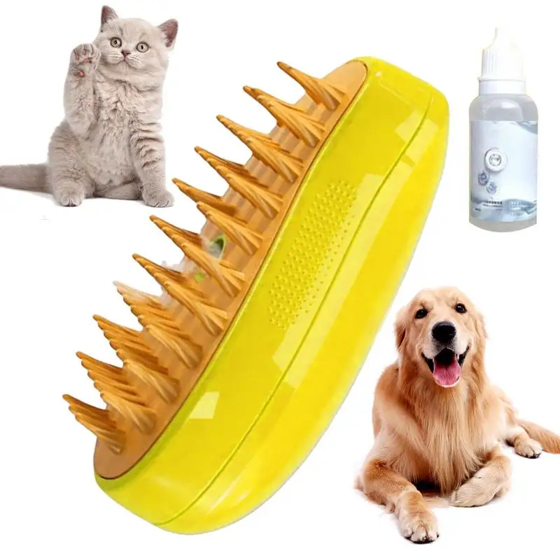 Steamy Dog Brush Electric Spray Cat Hair Brush 3 In1 Dog Steamer Brush For Massage Pet Grooming Removing Tangled and Loose Hair
