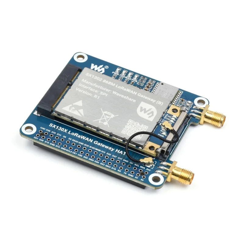 

SMEIIER SX130x 868M/915M LoRaWAN Gateway Module/HAT For Raspberry Pi, Standard Mini-PCIe Socket, Long Range Transmission SPI