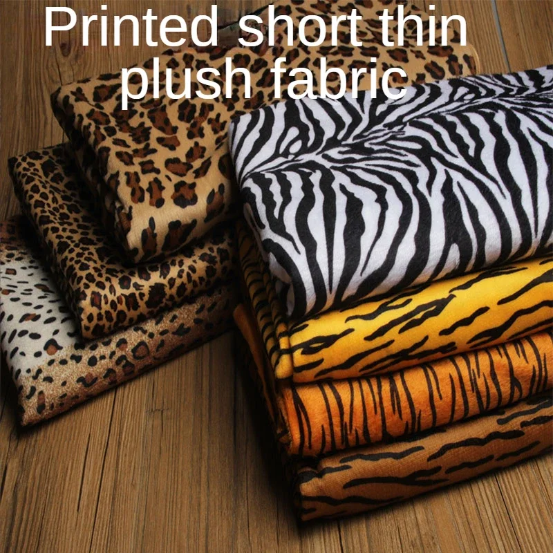 Plush Fabric Printed By The Meter for Coat Clothes Decorative Diy Sewing Leopard Zebra Pattern Thin Soft Cloth Polyester Fashion