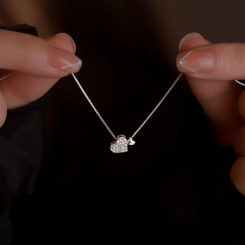 Sterling Silver Heart Pendant Necklace - Romantic Charm Jewelry for Women