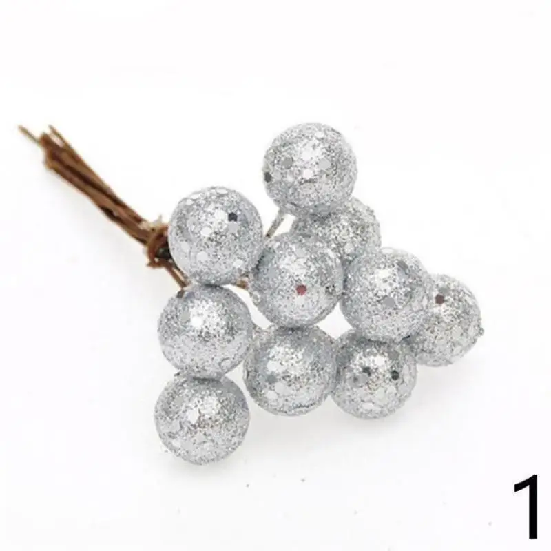 10Pcs Glitter Pink Christmas Fruit Berry Imitation Foam Red Fruit Christmas Tree Decoration Ball Diy Festival Christmas Decor