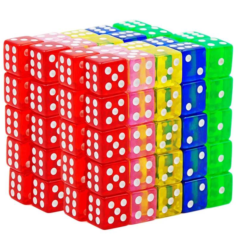 30PCS Mahjong Dice Transparent Colored Cubes 16MM Leisure Time Drinking Party Games For Adults Juegos De Mesa Divertidos 3