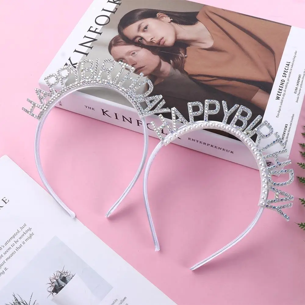 Exquisite Alloy Queen Birthday Decoration Letter Birthday Hair Hoop Female Jewelry Happy Birthday Headband Rhinestone Crown