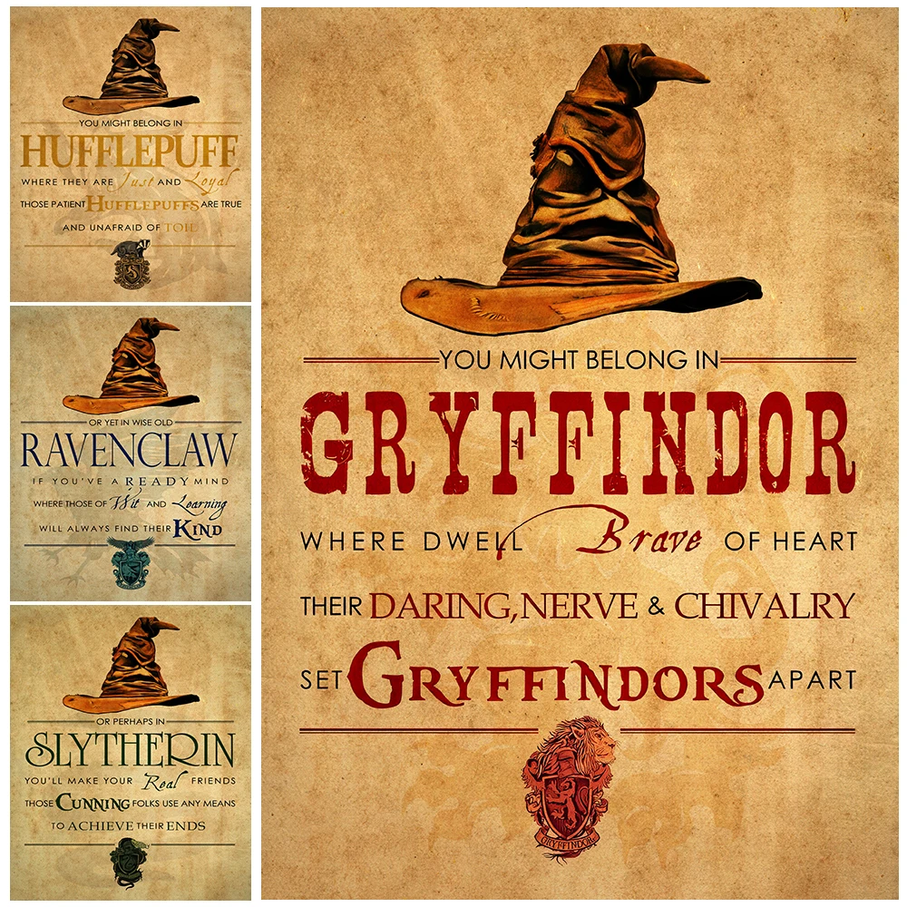 

Recruitment Poster Of Four Branches Of Wizard College Vintage Wall Art Canvas Painting Wizard Hat Art Poster And Prints Decor
