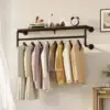 Wall Mounted Clothes Rail Industrial Pipe Garment Rack Clothes Hanging Rod Space-Saving 2