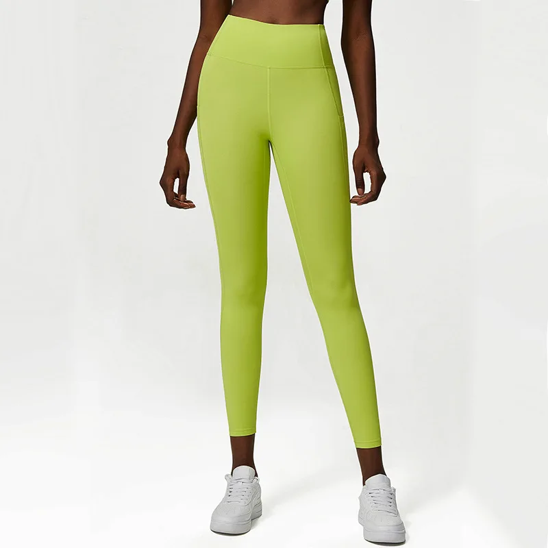 Dave&Di Fashion Breathable Splicing Slim Fit  Naked Yoga Pants  Women's Sports Fitness SeamlessCropped Pants Women