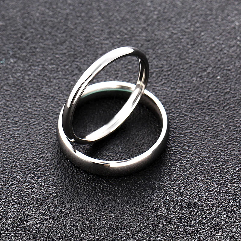 2/4/6/8MM Fashion 316 Titanium Stainless Steel Ring Wholesale Laser Silver Color Jewelry for Men Woman Wedding Punk Men's Ring 3