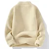 Trendy Solid Color Men Knitted Sweaters Half High Collar Button Pullover Tops Autumn Winter Versatile Knitwear Men Clothing 6