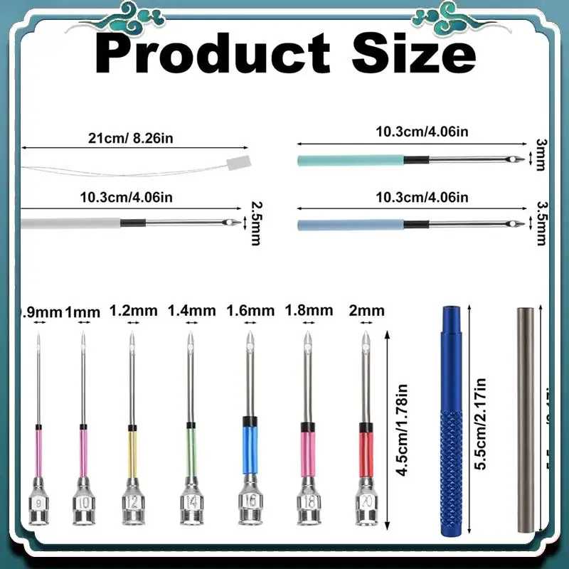 13Pcs Punch Needle Kit, Punch Embroidery Kit With 7 Sizes Needle Heads Kit For Adult Durable Easy To Use