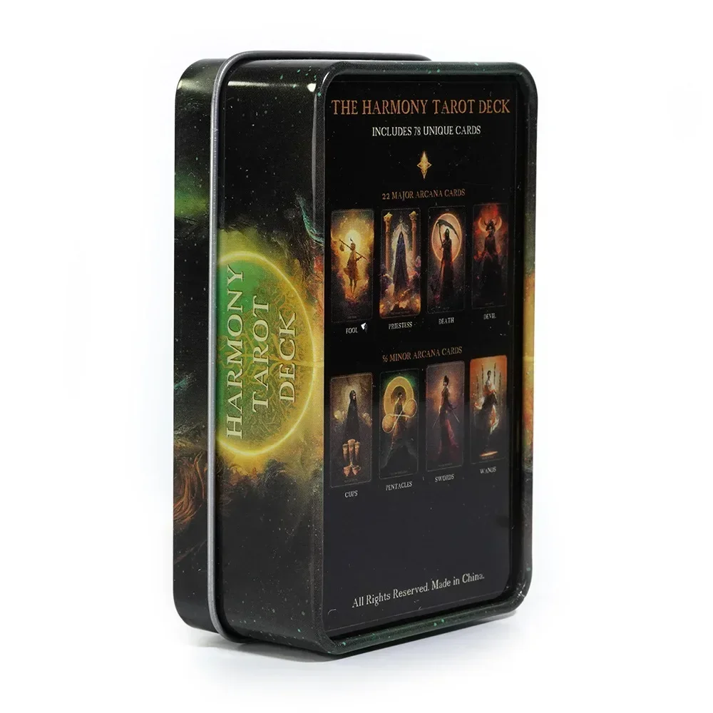 Harmony Tarot in Tin Metal Box Gold-plated Edge Tarot Cards For Divination Deck 78pcs card game