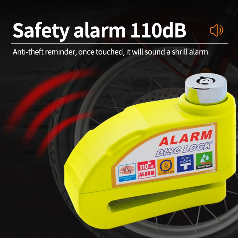 Universal Motorcycle disc brake lock Alarm Motorcycle Bicycle Lock Alarm Safety Protection Accessories Reliable Wheel Padlock