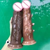 Simulation Black Dildo Realistic Sliding Foreskin G Spot Stimulate Soft Silicone Brown Penis Huge Big Dick Suction Cup Sex Toys 1