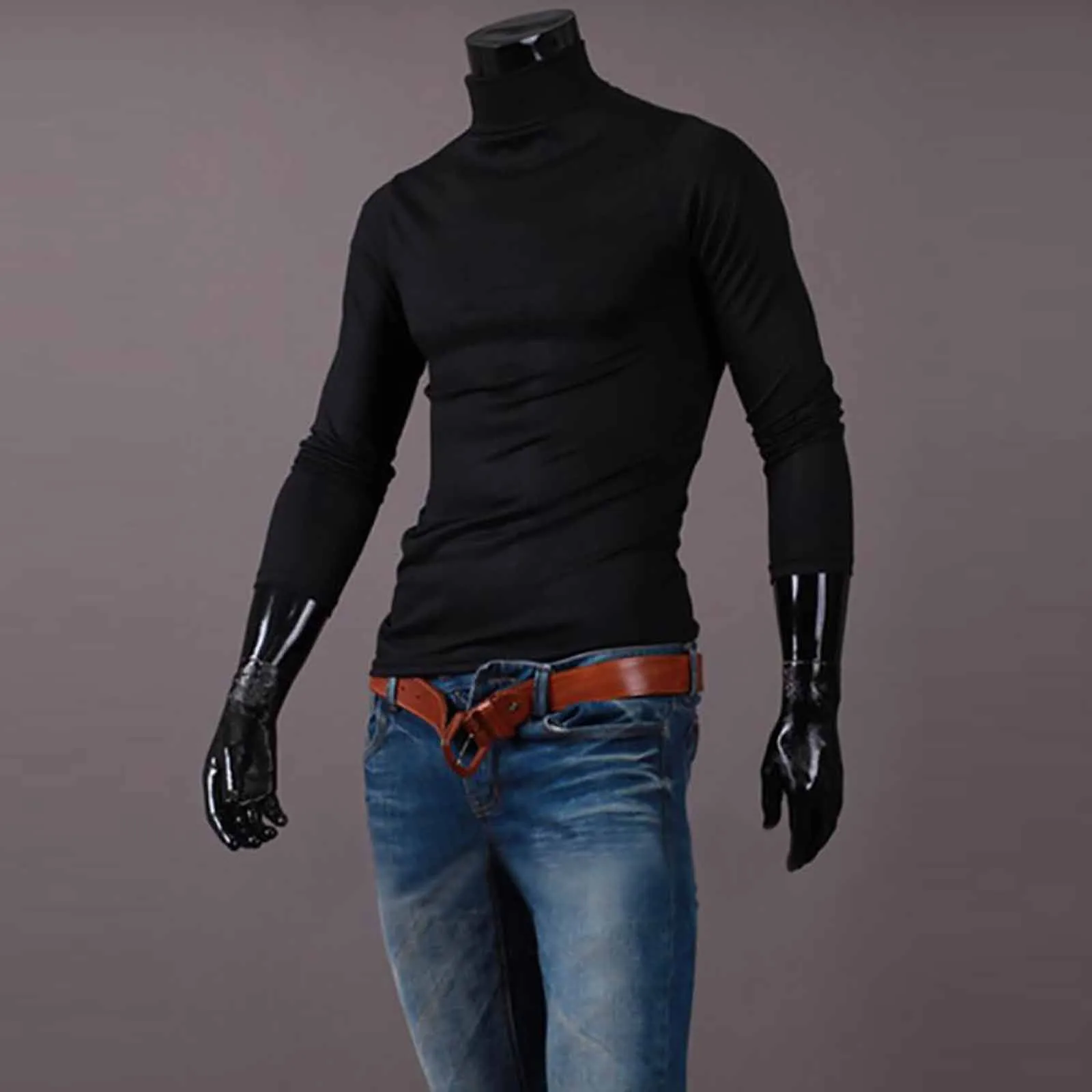 New Men's handsome half turtleneck bottom shirt,  gentle and comfortable, suitable for autumn, winter, senior undershirt 3