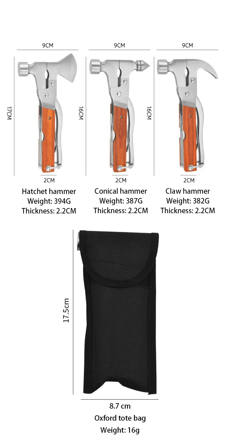Description Picture 4 of itemMultifunctional Axe Hammer Ram's Horn Hammer Multi Knife Pliers Woodworking Hammer Life-saving Hammer Multi-Tool Hammer