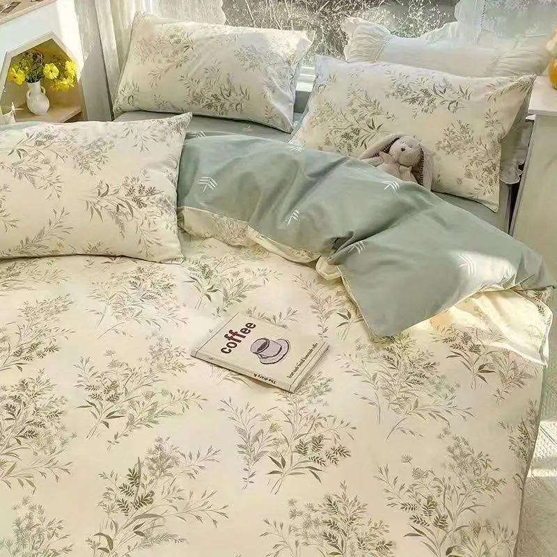 Ins Black Bowknot Bedding Set Pink Bed Flat Sheet Duvet Cover Twin Full Queen Princess Style Bed Linen Girls Floral Quilt Cover
