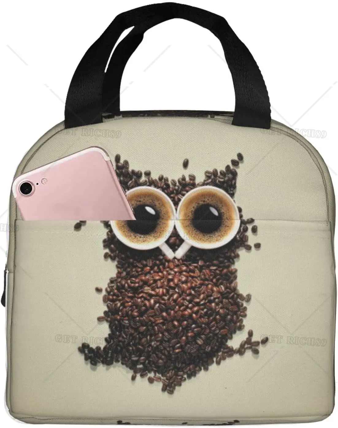 

Сумка для ланча в виде кофейных зерен, женская сумка-тоут, изолированный Ланч-бокс, водостойкий термоконтейнер с мягкой подкладкой, Ланч-бокс для пикника, путешествий