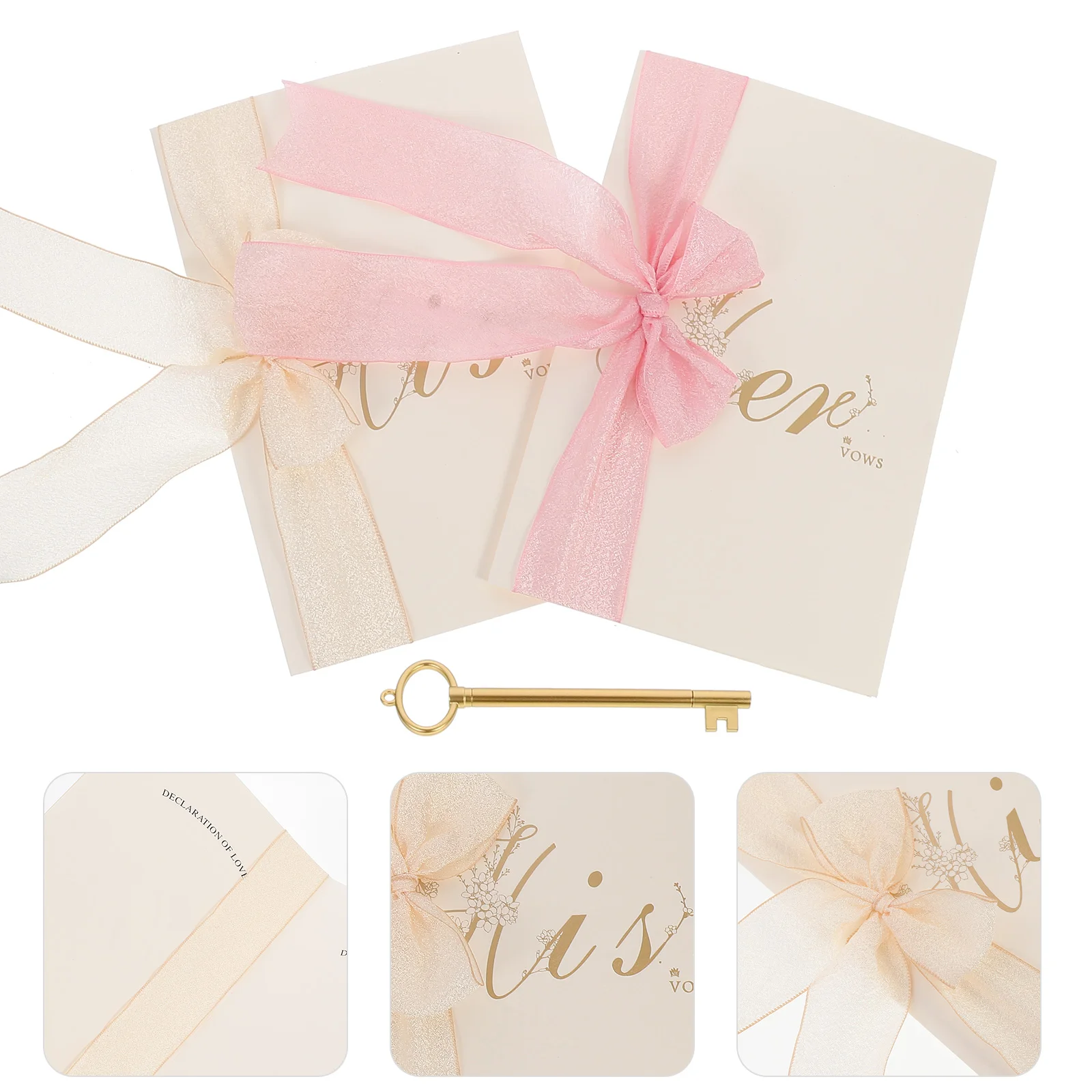 2pcs Book Exquisite Craftsmanship Paper Wedding Vow Cards Delicate Ribbon Vow Brochures Party Speech Cards Romantic