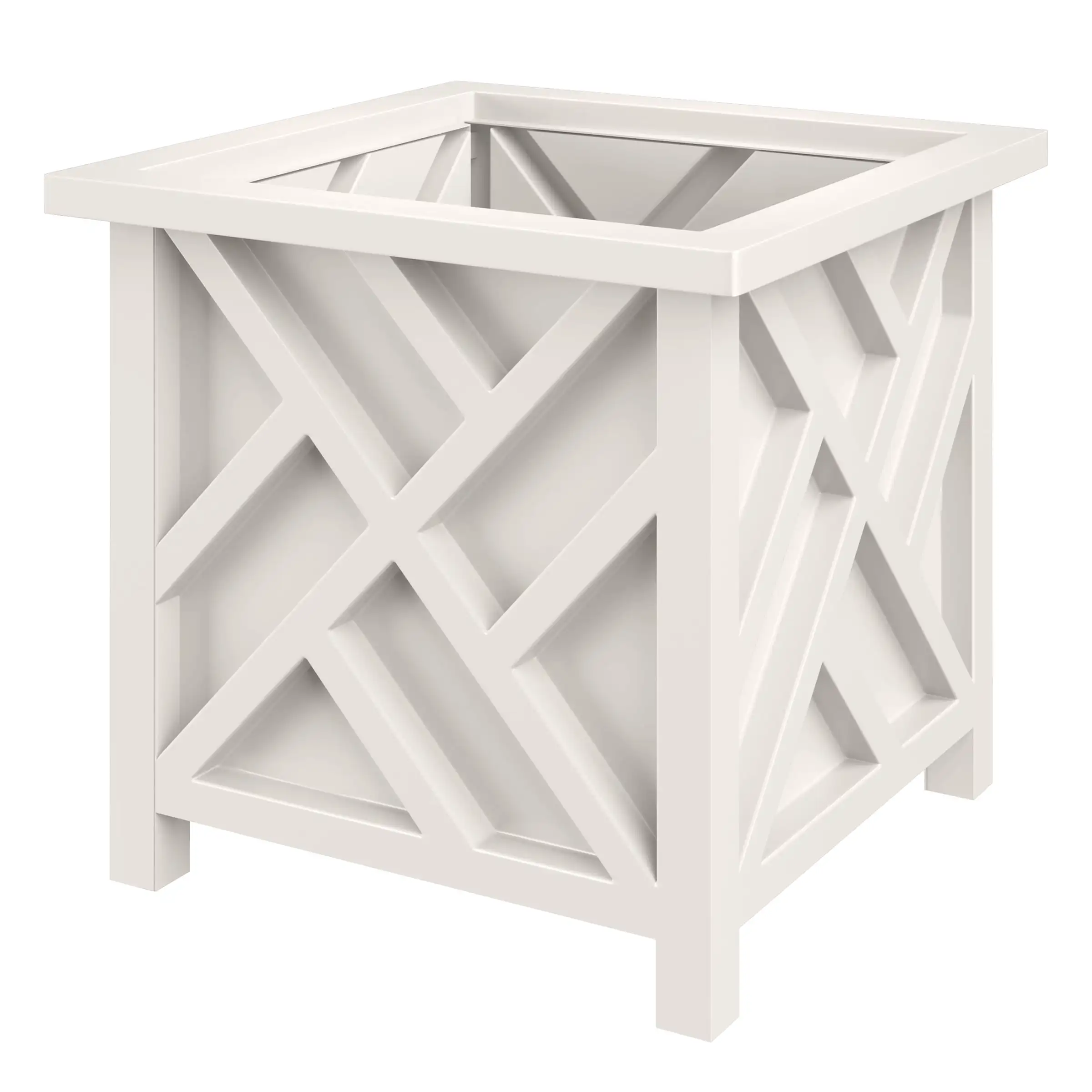 

Pure Garden Outdoor Lattice Planter Box - 15.5-Inch Plant Pot, White