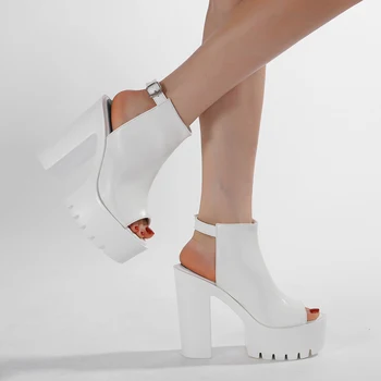 Gdgydh Women Platfomr Heels Open Toe Ankle Buckle Strap Summer Shoes Slingbacks High Heels Sandals Fashion Nightclub Shoes