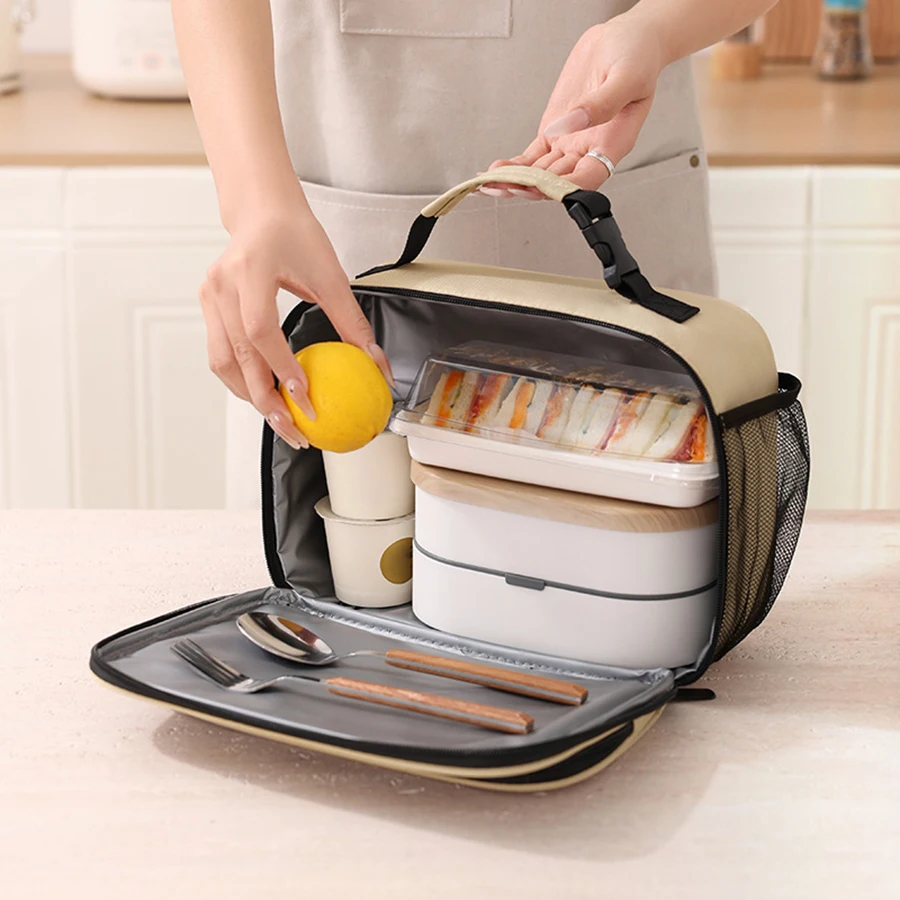 Insulated Bento Lunch Handbag with Aluminum Foil Lining