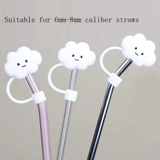 5pcs Glass Straw Cover Party Gifts Drinking Straw Cover Clear Straw Toppers, Size: 8 mm, Other