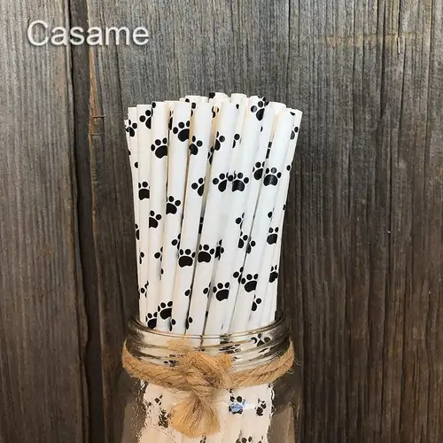 Mouse Ear Mouse Head Paper Straws Animal Straws Girls and Boys Party Paw Printing Dog Foot Print Red Bow Mouse Ear Mouse Head - Image 11