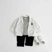 kids baby girls boys full sleeve embroidery bear solid color zipper top outwear infant children Wind and sun protection jacket 3