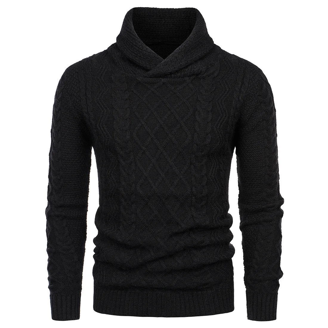 

Winter New Men's High Collar Knitted Sweater Solid Color Knitwear Slim Sweater