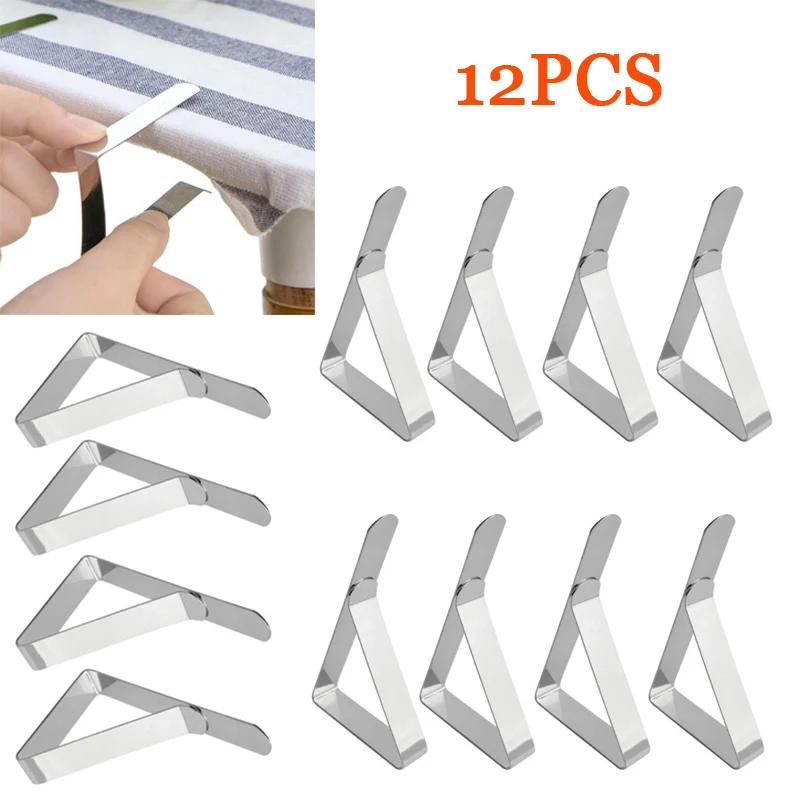12/8/4pcs/set Stainless Steel AntiSlip Tablecloth Clamps Nonslip