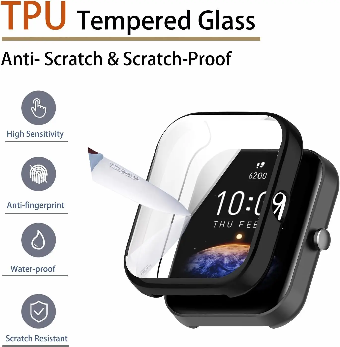 TPU Protective Cover and Screen Protector Case for Smart Watch - Durable Protection Shell