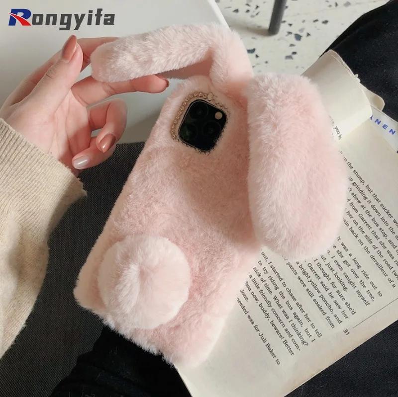 Custodia Coniglio Orecchie Custodia Peluche Per OPPO REALME C30 - Con Orecchie Da Coniglio E Diamanti, Copertura Morbida Protettiva - Rosso Leopardo Custodia Con Stand Integrato