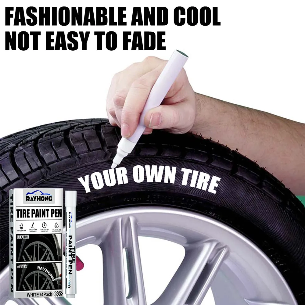 4pcs Car Tyre Paint Marker Pens Waterproof Permanent Pen For Car Moto Tyre Tread Rubber Oil